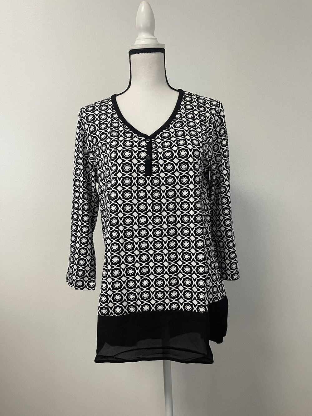 Harmony Blouse Womens 10 Polka Dot Navy Blue Shirt Top Tunic EU:40 N197